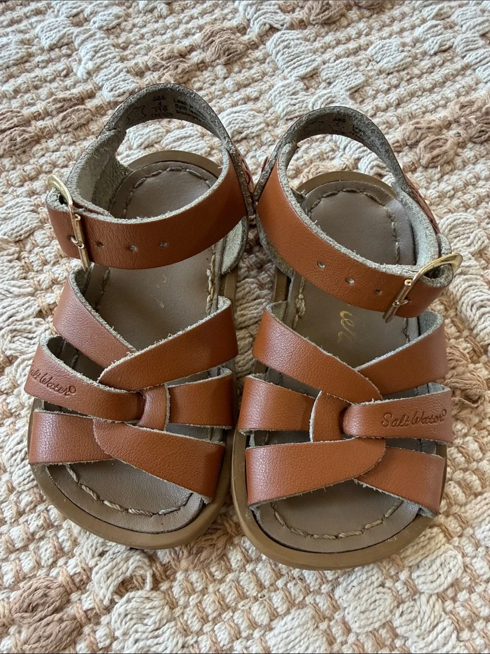 Salt-Water Toddler Brown Leather Strappy Sandals 4